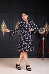 Embellished Butterfly Black Dress