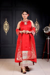 Heavy Lace Red Modal Satin Suit
