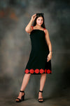 Black Patchwork Dress with Embellished  Shoulder Strap