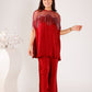Royal Maroon Modal Satin Designer Cape Set