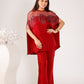 Royal Maroon Modal Satin Designer Cape Set