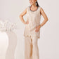 Beige Tissue Coord Set with Chikankari Embroidery