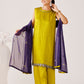 Purple Lotus Linen Satin Suit with Organza Dupatta
