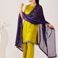 Purple Lotus Linen Satin Suit with Organza Dupatta