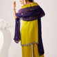 Purple Lotus Linen Satin Suit with Organza Dupatta