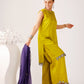 Purple Lotus Linen Satin Suit with Organza Dupatta
