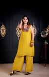 Mustard Tissue Co-ord with Brocade yoke